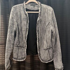 White House Black Market Black and White Tweed Blazer